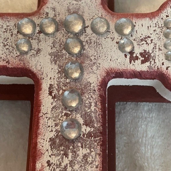 LIKE NEW Texas A&M layered wood crystal embellished wall cross 13”x8”x1.5” - Picture 2 of 10